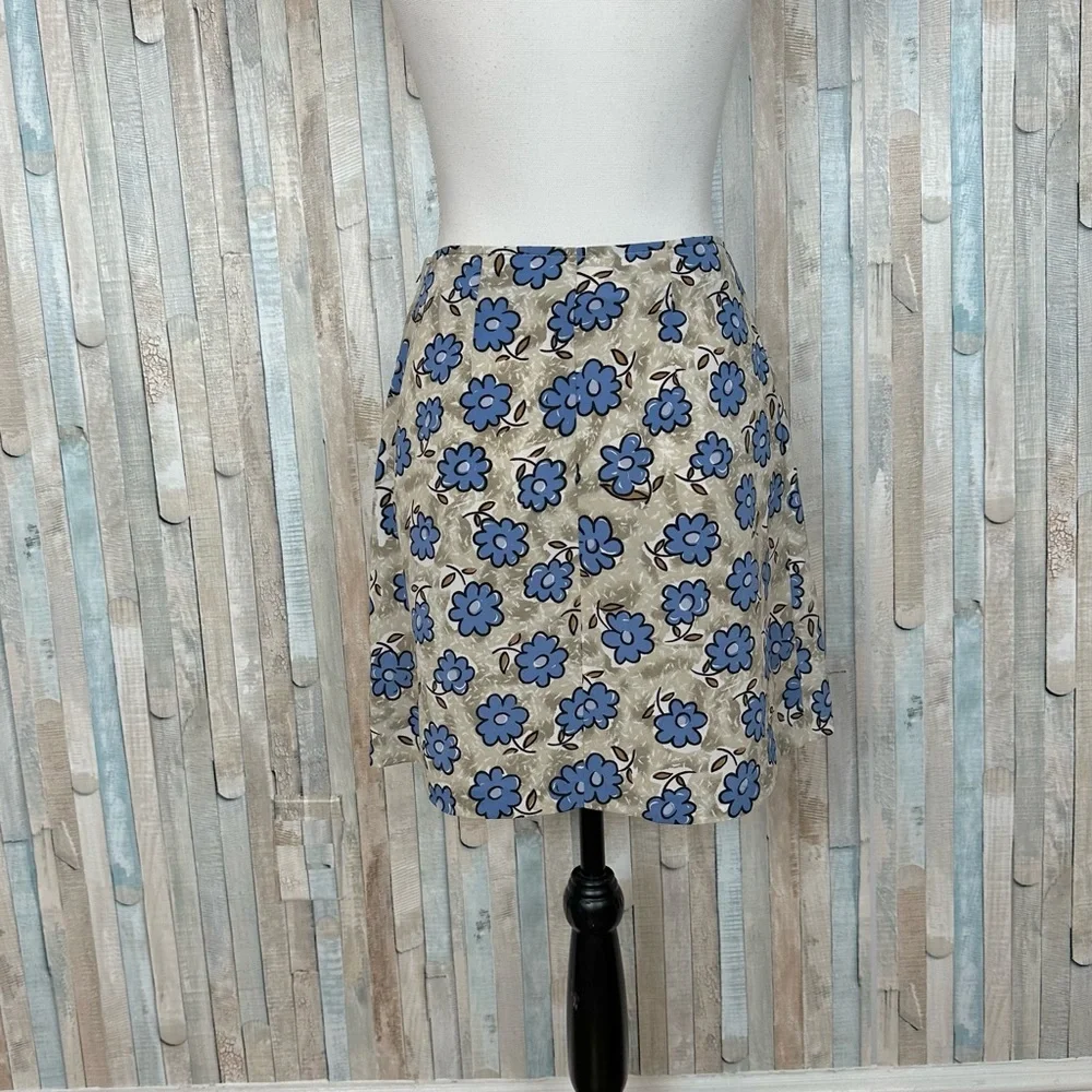 Vintage 2‎ 4 Floral Y2K 90s Groovy Daisy Printed Mini Skirt Blue Belted Retro